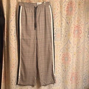 Nine West Women’s Plaid Joggers with Black and White Stripes